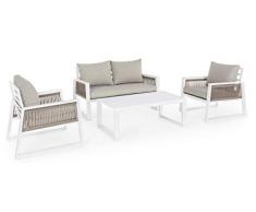 Bizzotto Salotto SALOTTINO Set da Giardino per Esterno Captiva in Alluminio Bianco Divano POLTRONE