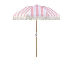 Beliani Retro giardino spiaggia Ombrellone Esterno parasole Faggio Bianco Mondello