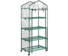 Outsunny Serra per Piante Verticale con Scaffale a 4 Ripiani, Serra da Balcone e Terrazzo in Acciaio e PVC Verde, 69x50x165cm