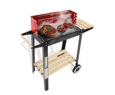 KASALINGO, Barbecue a carbonella, da terrazzo, giardino o balcone, barbecue americano con griglia in acciaio inox, barbecue portatile con ruote, 83 x 28 x 83 cm