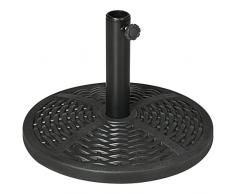 Outsunny Base per Ombrellone da Giardino Rotonda Effetto Rattan Ø45cm, Basamento con Peso da 9.5kg, Nero