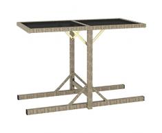 YITHOPI Tavolo da Giardino,Tavolo quadrato Tavolo da picnic da giardino tavolino bar Progettato per bordo piscina, terrazza, spiaggia, cortile Beige 110x53x72 cm in Vetro e Polyrattan