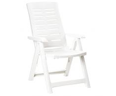 FRANKYSTAR Yuma - Poltrona da giardino in resina. Poltrona pieghevole multiposizione. Sedia da spiaggia con braccioli bianca o verde. 60x61xH109 cm