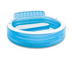 Intex-57190 Piscina Family con Poltrona, Colore Bianca/Azzurro, 224x216x76 cm, 57190