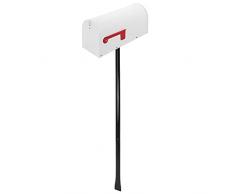 PrimeMatik - Cassetta delle Lettere US Mail in Alluminio per Posta Americano Bianco con Supporto