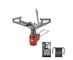 Tentock Mini Fornello a Gas Pieghevole da Campeggio Solo 25g, Bruciatore a Gas da Esterno Compatto Ultraleggero Stufa Portatili a Gas in Titanio per Picnic Escursionismo Pesca (rosso)