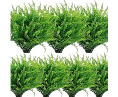 7 Pezzi Piante Artificiali Felce Finta, Piante Finti di Resistente ai Raggi UV, Pianta Artificiale Arbusti in Plastica, Esterno Foglie Finte per Decorazioni Felce, Foglie Finte per Balcone