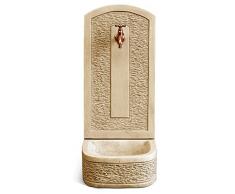 Fontana a Parete da Giardino Senza Rubinetto in Cemento Granulato di Marmo Agri Nocciola