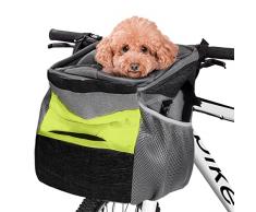 PETCUTE Cestino per Animali Domestici per Cani,Staccabile Borsa da Bicicletta per Cani,Materasso Morbido,Staccabile e Pieghevole Cestino per Bici per Cani con Tasche Portaoggetti,Tracolla Imbottita