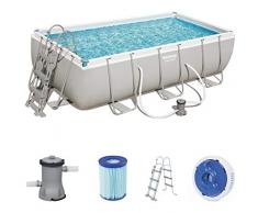 Bestway Power Steel - Piscina rettangolare con telaio in acciaio, con pompa filtrante