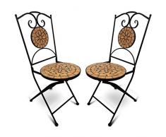 Marrone Nero da Balcone Set da Giardino Mosaico /Ø//A: 60x70cm 46cm Altezza Seduta + 2 Sedie Pieghevoli Tavolo Rotondo Mobili da Esterno