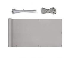 Sekey Recinzione Copertura per Balcone Protezione della Privacy Schermo in Polyster Opaco, per Balcone Giardino terrazza, con Occhielli Corde e Fascetta, 90 x 600cm Grigio Chiaro