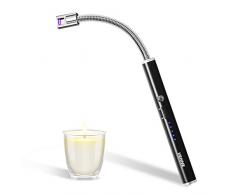 VEHHE Accendino Elettrico,Accendigas USB Ricaricabile,Accendigas Elettrico Cucina Accendino Lungo per Candele Leggere Stufe a Gas Barbecue da Campeggio,Collo Lungo Girevole a 360°