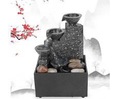 Fontana Zen da Interno dacqua da tavolo,USB cascata LED a 3 livelli,Ornamenti Feng Shui per interni Suono dellacqua calmante e rilassante per la decorazione dellufficio