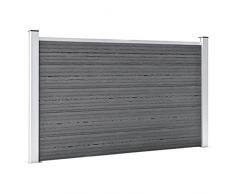 vidaXL Pannello Recinzione per Esterni con Pali Robusto Elegante Barriera da Giardino Recinto Intimità Sicurezza in WPC 699x106 cm Grigia