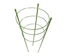 Warooma - Supporto per piante con 3 anelli regolabili, graticcio da giardino, per piante rampicanti in vaso, ortaggi e fiori, Acciaio, Verde, 45 cm