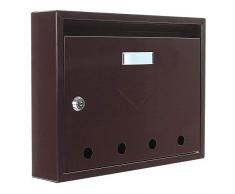 Rottner cassetta postale Imola Marrone, in acciaio, con design moderno e compatto, 4 fori per ispezione e targhetta portanome, di colore marrone.