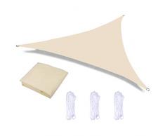 Vela Ombreggiante Triangolare 3.6X3.6X3.6m Tenda a Vela Parasole Da Esterno Anti-UV Impermeabile Resistente a Strappi Protezione Solare Facile da Installare per Giardino Verande, Beige-Bianco