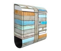 Cassetta postale Shelves of the Sea | 39x46x13cm Cassetta per lettere Cassetta postale di design con Supporto Giornale Cassetta postale con giornale rotolo Post Box, Dimensione: 46cm x 39cm