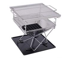 Outsunny Barbecue a Carbonella Grill BBQ da Giardino Balcone in Acciaio Inossidabile, Argento e Nero, 41 x 34.5 x 36 cm