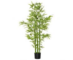 homcom Pianta di Bambù Finta da 150cm con Vaso Nero, Pianta Artificiale Realistica per Interno ed Esterno