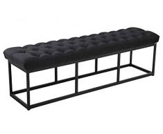 CLP Panca Design Chesterfield Amun in Stoffa E Metallo Nero Opaco I Panchina Ingresso Capitonné I Panchina Corridoio Casa O Ufficio, Colore:Nero, Dimensione:150 cm