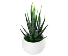 ZYLLZY - Pianta artificiale in vaso di aloe artificiale in plastica, pianta grassa finta con vaso di plastica bianca, pianta artificiale in vaso per decorazione della casa