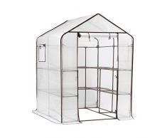 Sekey Serra da Giardino con 10 Ripiani, con Porta per arrotolare la Serra, per pomodori, Verdure, Giardino, 143 x 143 x 195 cm, Bianco Serra Giardino Tunnel