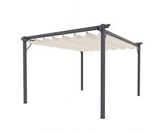 Pergola Gazebo Giardino Telo Retrattile Pergolato Impermeabile Richiudibile Struttura In Acciaio Terrazzo Balcone Veranda Patio Piscina Esterno Design Moderno Elegante Beige (3 x 3 M)