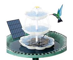 AISITIN 3.5W Fontana Solare per Il Bagno degli Uccelli Kit, Mangiatoia per Uccelli Allaperto a 3 Livelli Kit, Fontana Solare a Cascata Smontabile, Fontana Abbeveratoio e Decorazione del Giardino