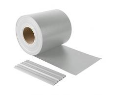 Sekey Frangivista per Recinzione Giardino, Striscia Privacy in PVC per recinto Metallico Doppio Stelo, Anti-UV Anti-Sbiadimento Protezione Antivento, con 26 Clip, 19cm x 35m, Grigio