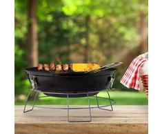 Relaxdays Barbecue a Sfera, Portatile, con Coperchio, Ampia Superficie di Cottura, Carbonella in Legno, Ø36cm, Rosso