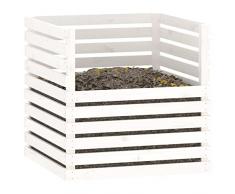 Tidyard Compostiera,Composter,Compostiera da Giardino Legno,Compostiere in Legno,Contenitore per Compost in Legno,Massello di Pino,Bianco 80x80x78 cm