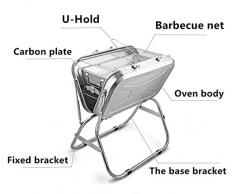 COWEKAI Barbecue Griglia a Carbone Portabile e Pieghevole Griglia per Barbecue Tenuto a Mano Grill Barbecue Carbone BBQ Grill a Carbone Argento per Picnic in Balcone e Giardino, Campeggio