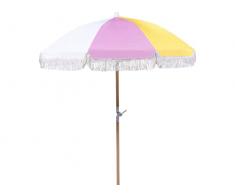 Beliani Retro giardino spiaggia Ombrellone Esterno parasole Faggio Bianco Mondello