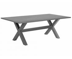 Beliani Tavolo da Esterno Rettangolare Alluminio Grigio Piano a Doghe 200 x 105 cm Cascais