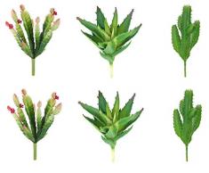 ShoppeWatch Pianta Finta da Interno - Cactus Finto 6 Pezzi - Realistica Piante Grasse Finte Senza Vaso - Decorazione Casa - Piante Artificiali di Lusso AF18