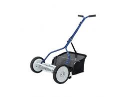 Amazon Basics Tosaerba a spinta con ruote e 5 lame da 45,7 cm, con sacchetto per raccolta dell’erba, blu