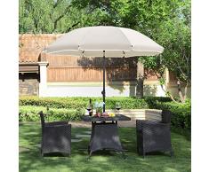 SONGMICS Ombrellone Diametro d’Arco 1,8 m, Ombrellone da Spiaggia in Poliestere Ottagonale, Meccanismo Inclinazione, Borsa da Trasporto, Giardino Balcone Piscina, Begie GPU60WT (Base Non Inclusa)