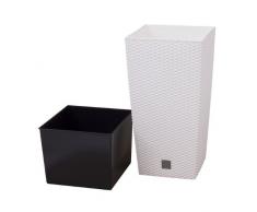 Vaso per piante Rato Square Simil Rattan 49L Largo 320 mm Con Inserto colore: Bianco