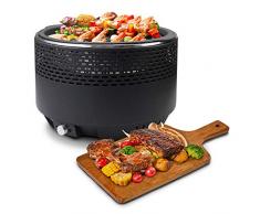 Leogreen - Barbecue a Carbone Senza Fumo, Barbecue a Carbonella con Ventilazione, Barbecue Carbone Portatile da Tavolo, Barbecue Campeggio da 31 cm Ø, Borsa per Trasporto per Picnic Giardino Balcone