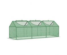 Outsunny Mini Serra da Giardino con 3 Finestre Avvolgibili e Copertura PE Anti-UV, 180x60x60cm, Verde