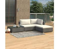 Festnight 4 pz Set Divani da Giardino in Polyrattan Grigio con Tavolino,Set Divani Angolari da Giardino in Rattan,Set Divani Modulari da Giardino per Esterno in Rattan,Divano con Penisola Rattan