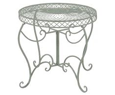 CLP Tavolino Rotondo da Giardino Nostalgico in Ferro Sheela I Tavolo Tondo Balcone Romantico Ø 76 CM Alt 69 CM, Colore:Antico-Verde