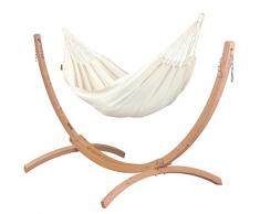 La Siesta - Modesta Latte - Amaca Classica Singola in Cotone Biologico con Supporto in Legno