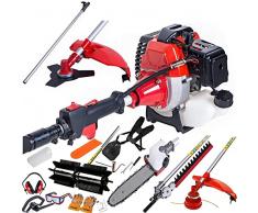Dealourus - Utensile multifunzione 5 in 1 da giardino, tosaerba a benzina, tagliasiepi, decespugliatore, motosega, tagliabordi, potatore, moto-scopa, asta estendibile
