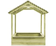 mewmewcat Casetta da Giardino con Sabbiera 128x120x145 cm Legno Pino FSC