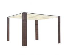 N/O Goditi Lo Shopping con Gazebo con Tetto in Polyrattan 300x300x200cm Marrone e Crema