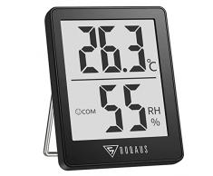 DOQAUS Igrometro Termometro Digitale, Termometro Ambiente Interno con lIcona di Comforto, Monitor di Temperatura e Umidità, Mini Termometro Casa Interno per Ufficio, Serra,Stanza del Bambino(Nero)