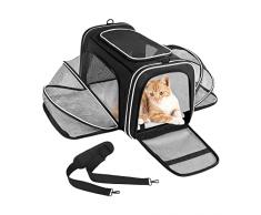 PERMUST Trasportino per Cani e Gatti Espandibile, Trasportino per Animali Approvato Dalla Compagnia Aerea, Borsa per Cani Piccola Taglia con guinzaglio di sicurezza per Viaggio in Auto, Aereo, Treno